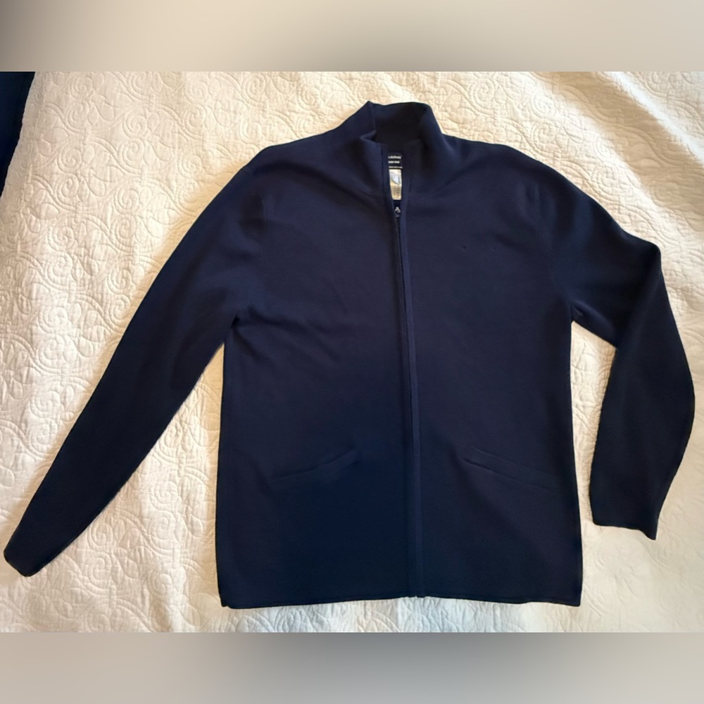American Airlines Lands End Men’s Sz L 42-44 Dark Blue Zip Up Cardigan Sweater